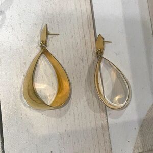 Gold dangle hooped earrings - asymmetrical